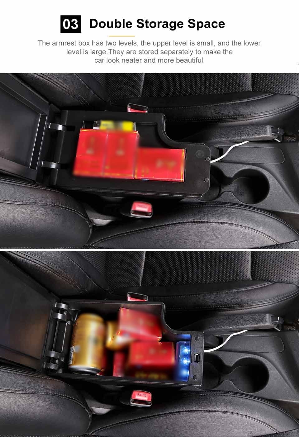 Armlehnen Für Mazda 2 Für Skyactiv CX3 Speicherinhalt Autozubehör Einziehbare Aufladung USB-Armlehnenbox Nachrüstung Für Mazda CX-3 Mittelkonsole Organizer (Farbe : A2 Black Leather)