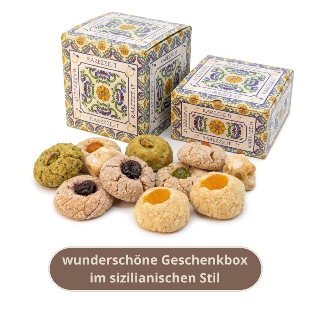 RAREZZE - Sizilianische Mandelgebäck handgefertigt in Sizilien von einer alten handwerkskonditorei, Schönen Geschenkbox (kg.1). RAREZZE: direkt aus Sizilien, Feingebäck, Keksen, cannoli, cassata