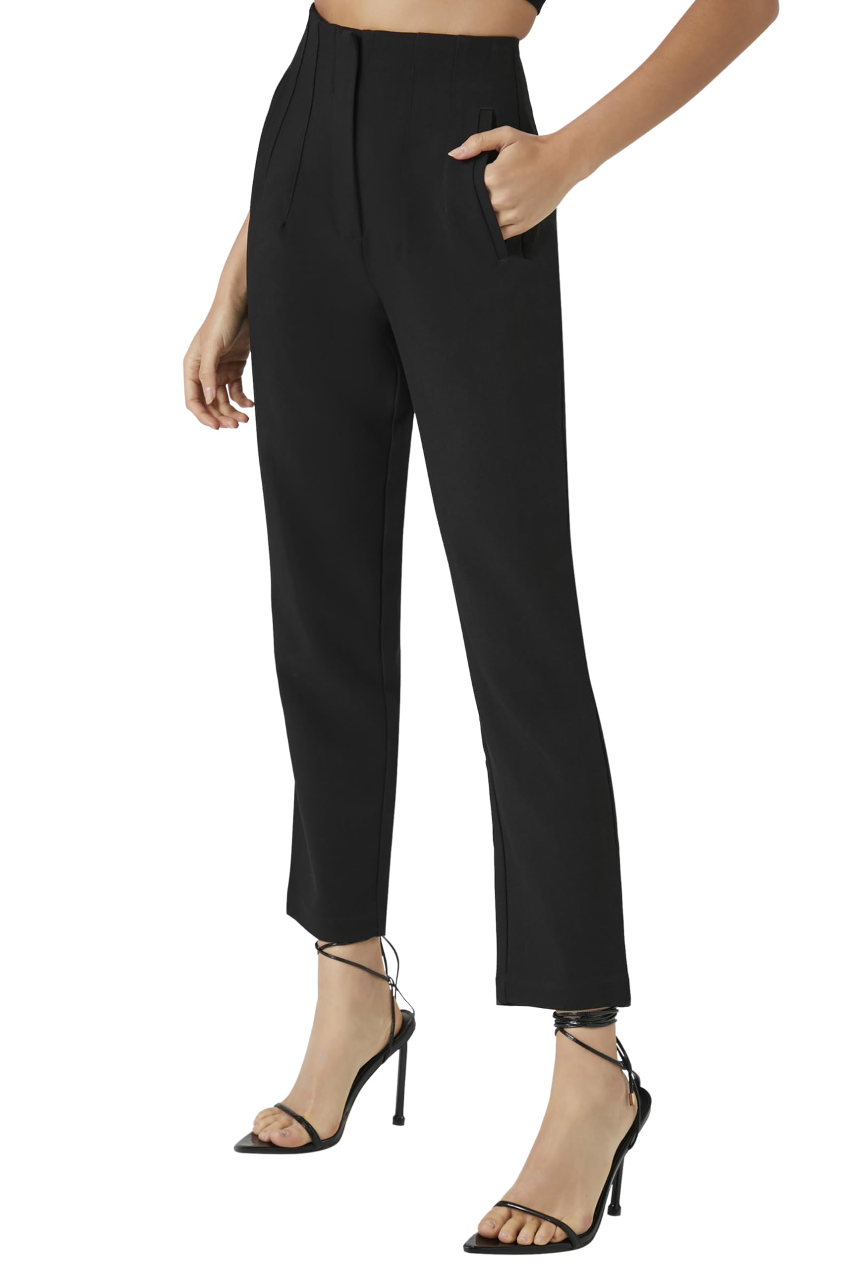 Forever 21 - Pleated High-Rise Pants, Pantaloni Donna