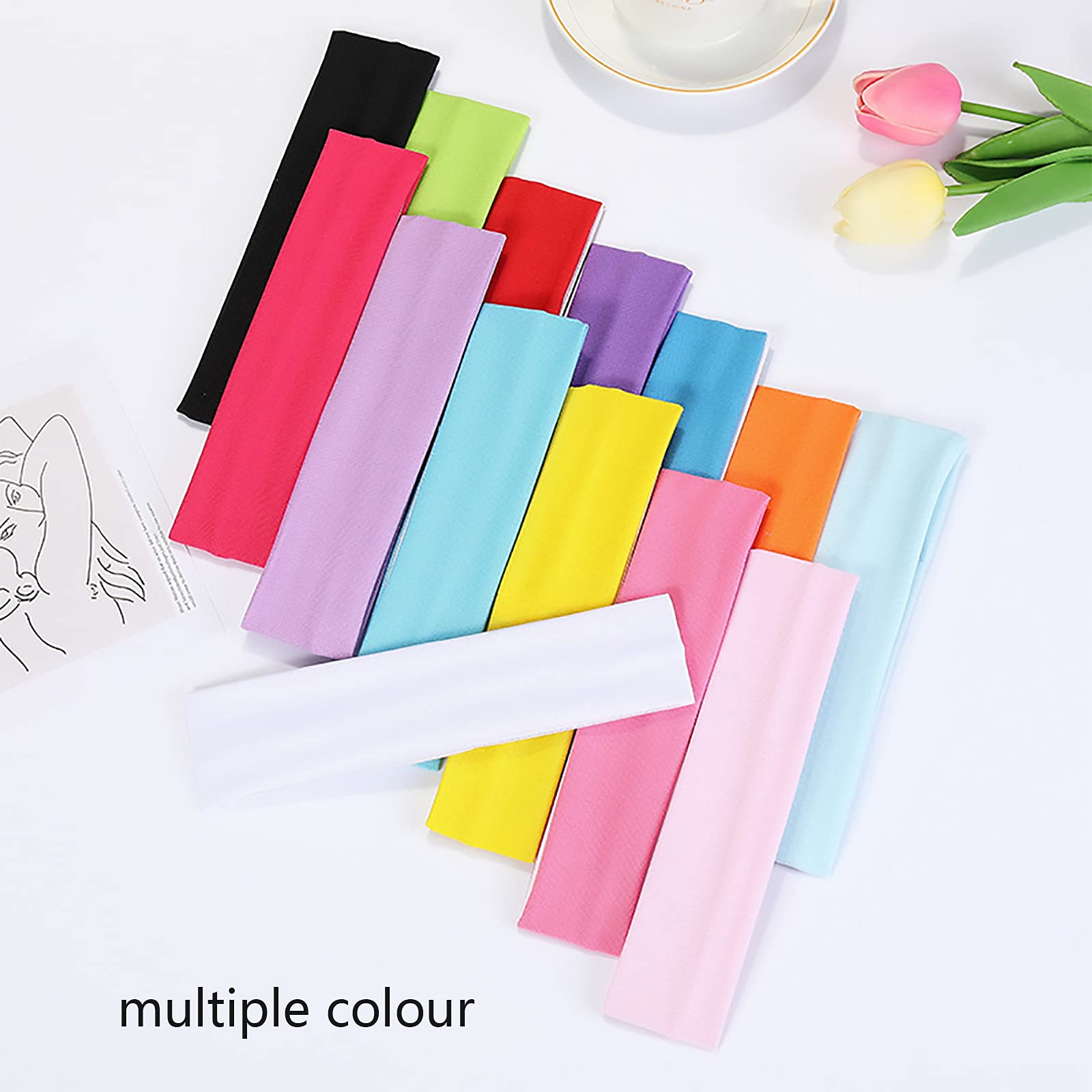 14 Fasce Elastiche Per Yoga E Sport - Colorate, Assorbisudore - Per Donne E Ragazze - Foto 6