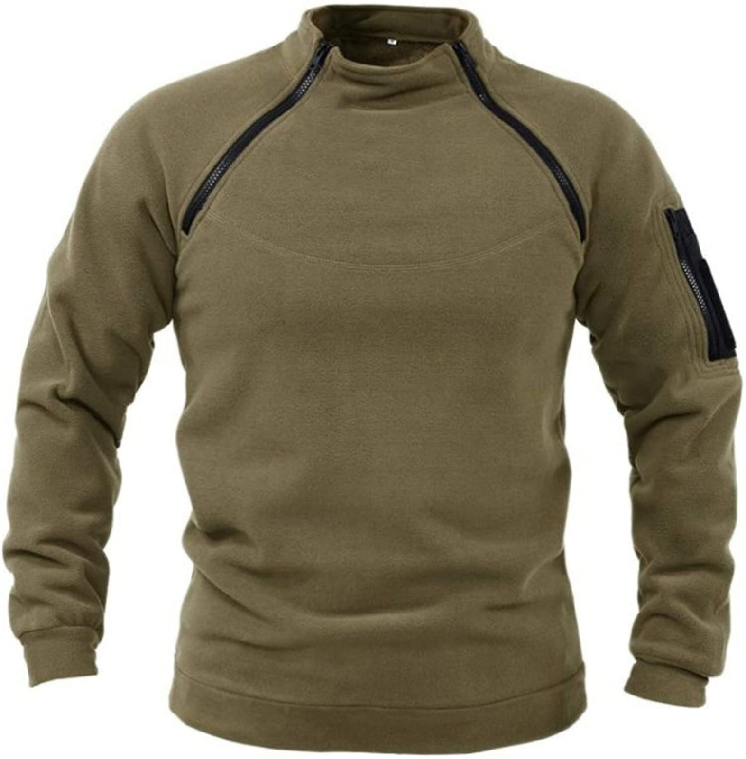 Goldp Men's Military Green Tactical Combat Fleece Pullover Jacket Military Athletic Sport Jumper Tops Army Windproof Sweaters (Xl,)