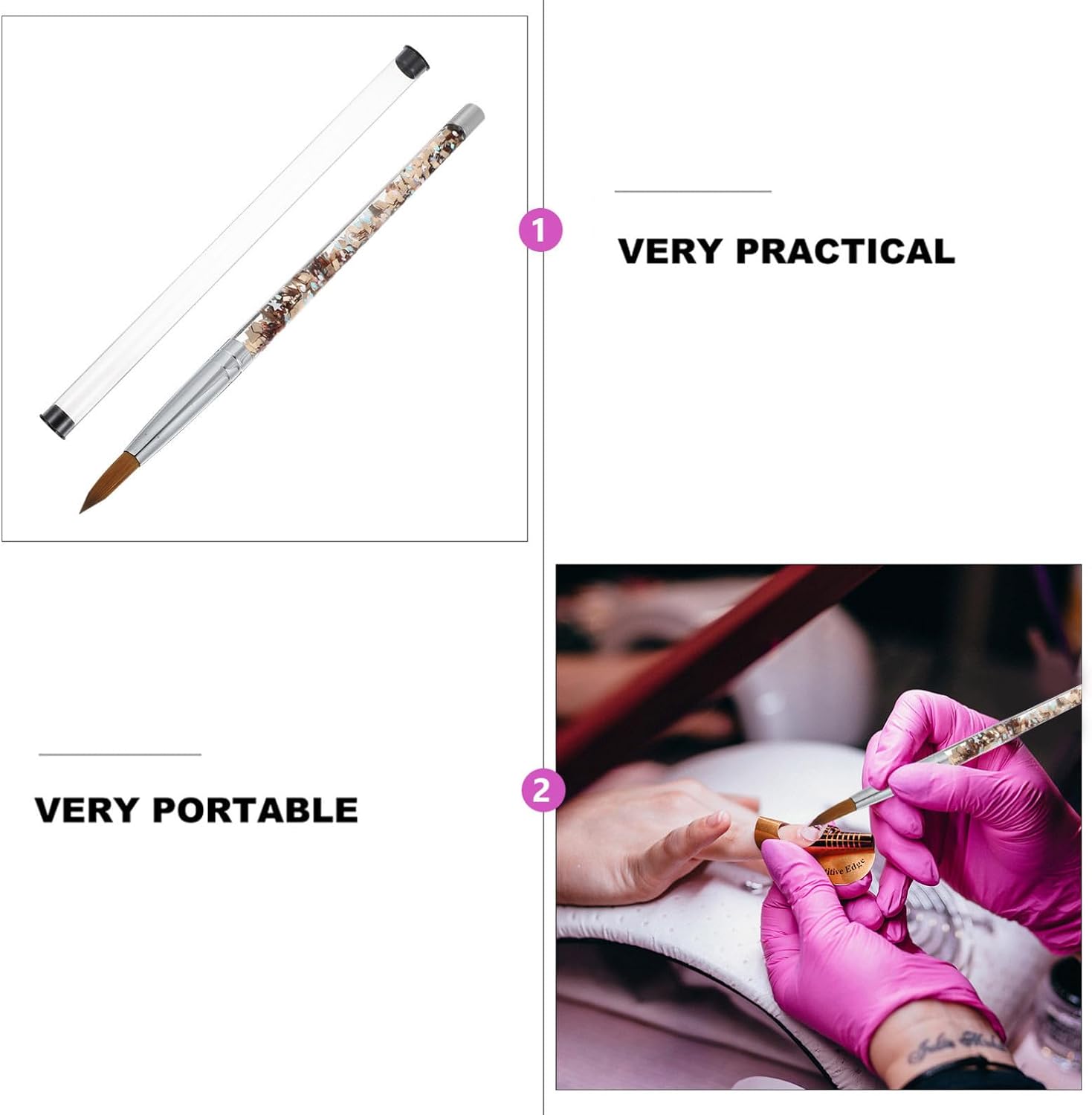 Nail Art Pen Gold Drift Sand Nylon Drawing Brush for Manicure Designs image 3