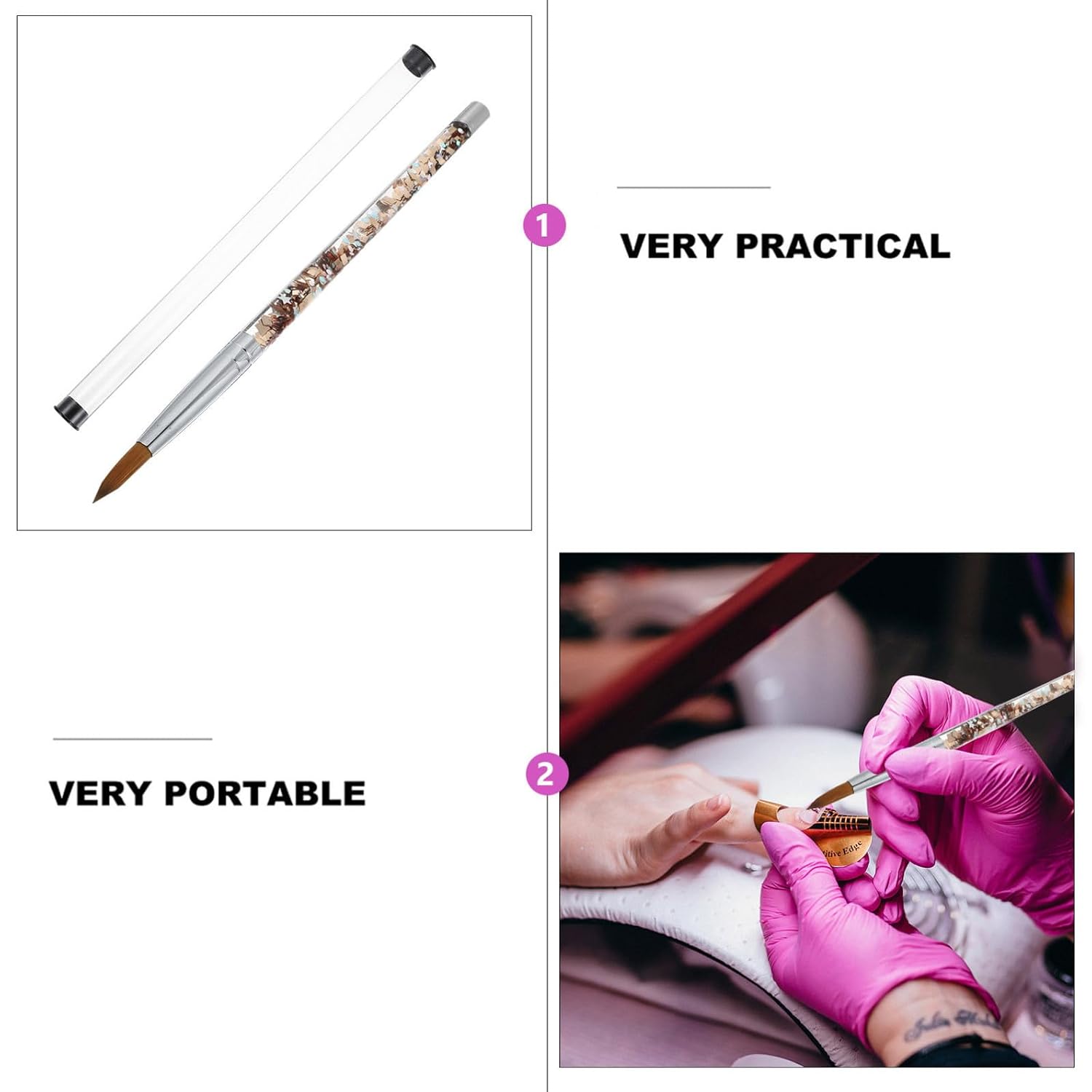 DIY Nail Art Brush Crystal Carving Pen with Nylon Drift Sand Finish image 3