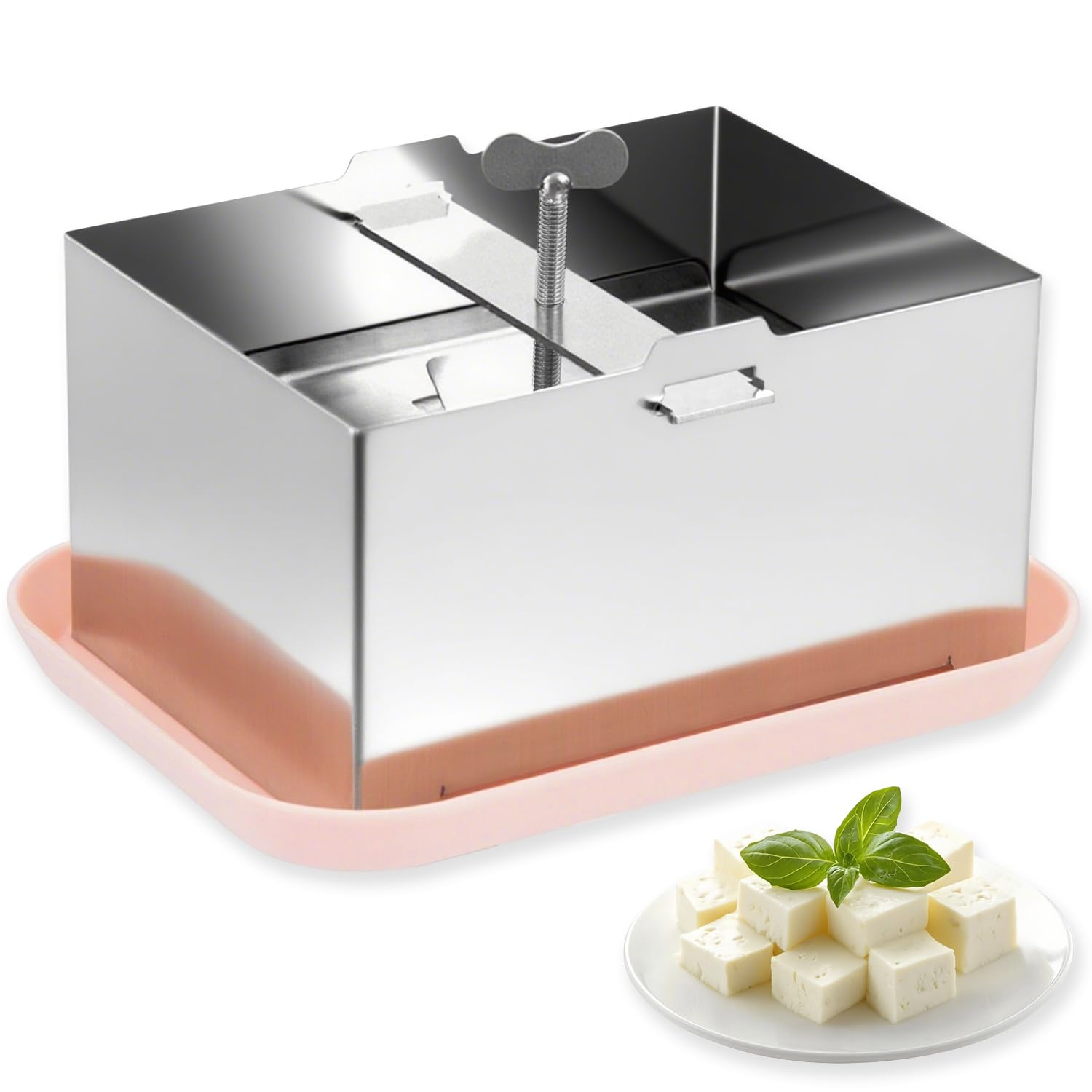 304 Stainless Steel Tofu Press, Vegan Tofu Presser Fast & Efficient Water Removal for Firm Tofu, BPA Free & Easy to Clean, Complete Set with Drip Tray, Dishwasher Safe