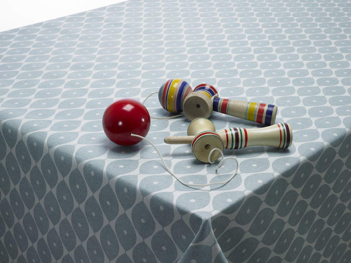 Wipe Clean Tablecloth PVC Vinyl Oilcloth Duck Egg Geometric Ovals 140cm x 200cm (55" x 79")