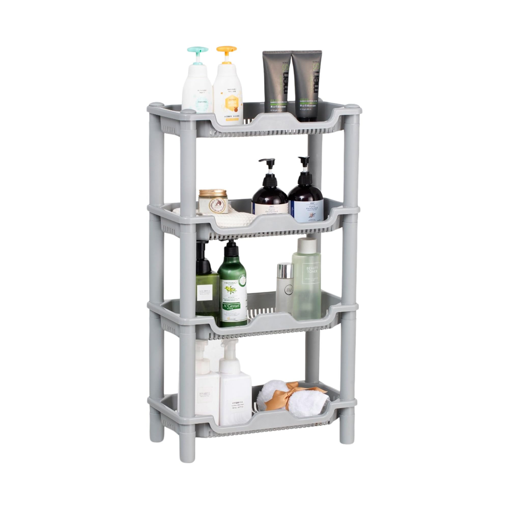 Qualiware 4 Tier Shower Caddy Organiser Standing Shelf Rack Rustproof ...