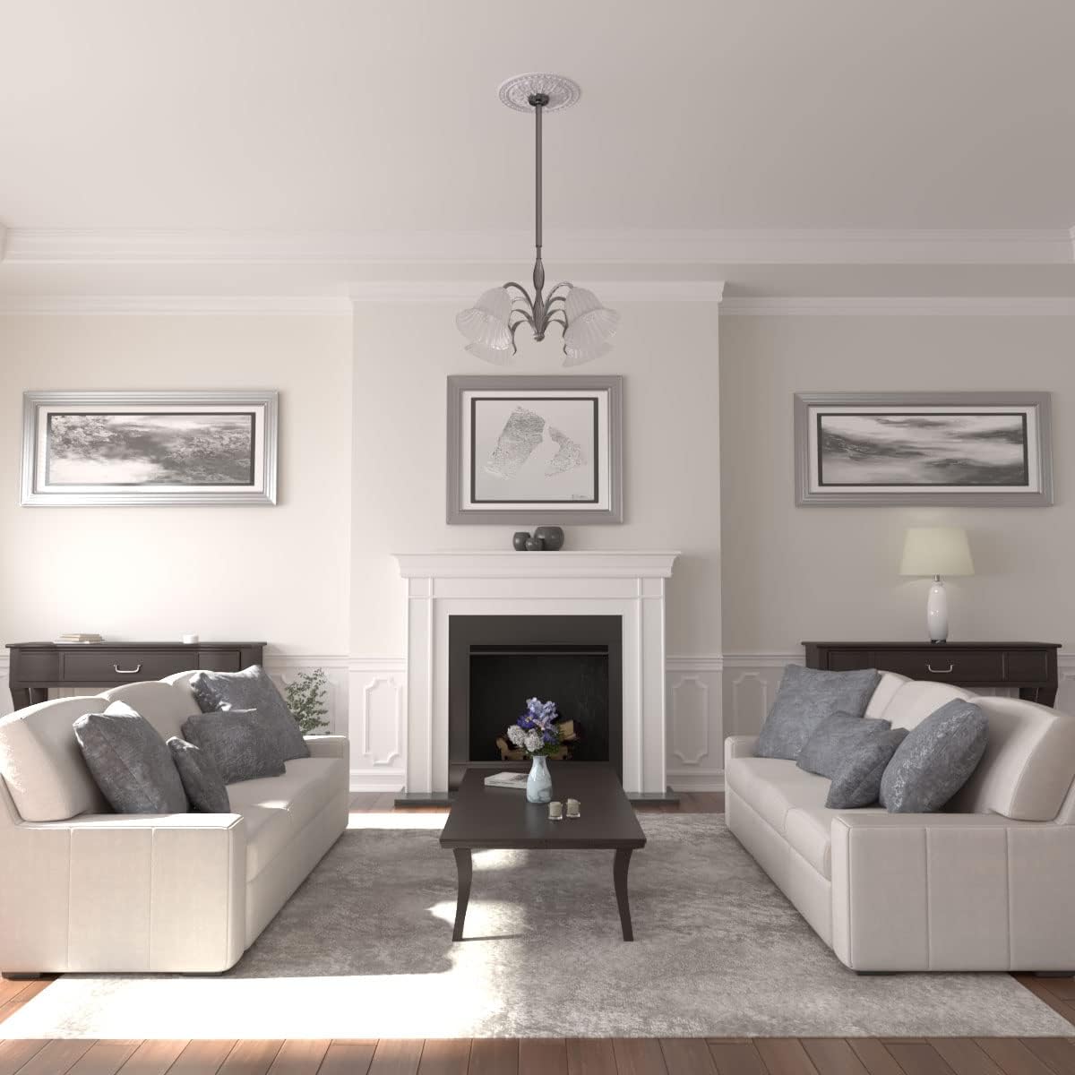 Ekena Millwork CM18WAUWF Warsaw Ceiling Medallion fits Canopies up to 3 1/2, Ultra Pure White