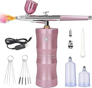 Dasertoe Kit con compresor de aire, mejorado 7.4 V 34 PSI Spayer recargable, portátil, inalámbrico, color rosa