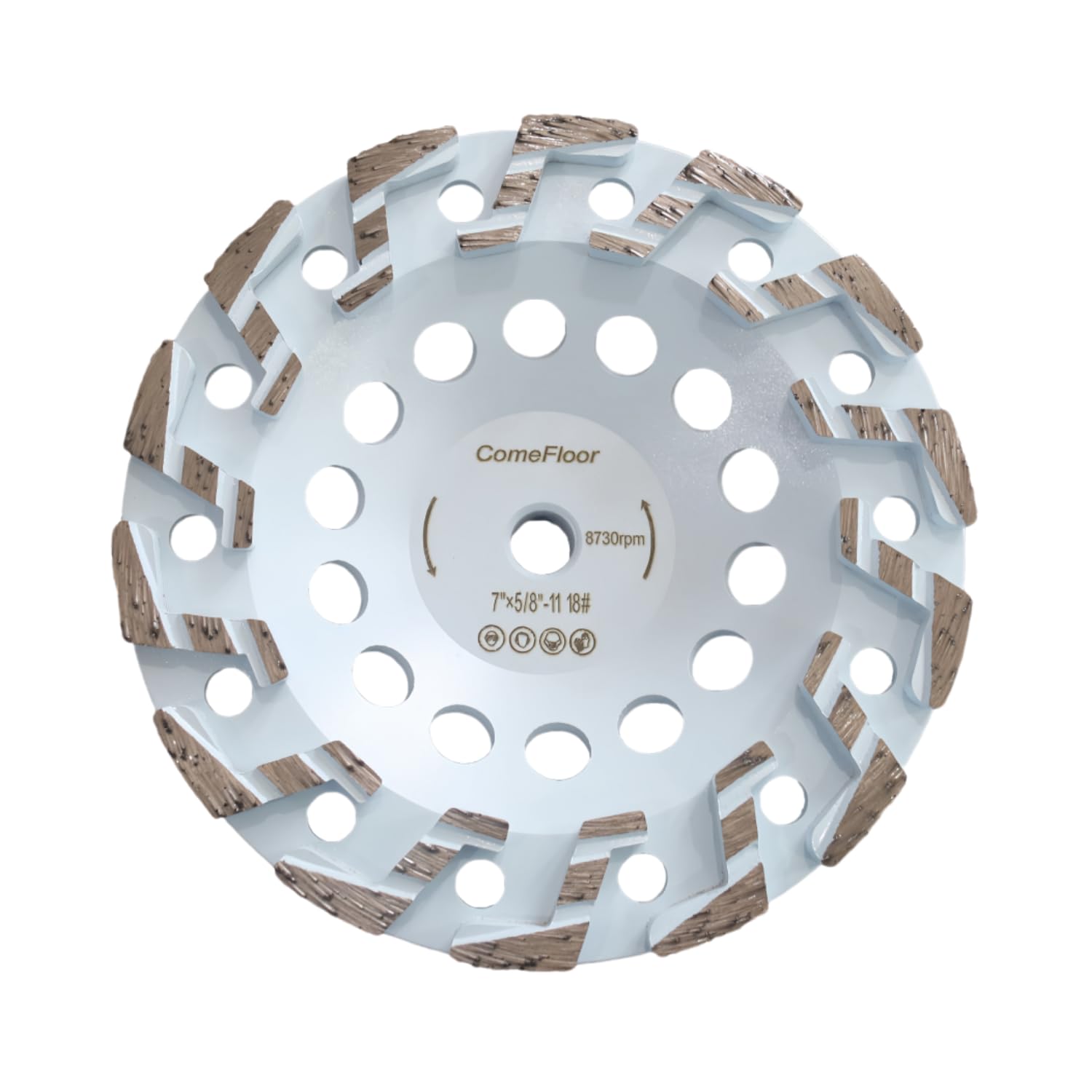 Rueda de molienda de diamante de 7 pulgadas para hormigón y mampostería, rueda de amoladora resistente de segmento Z de alto rendimiento para eliminación de piezas finas, rosca de 5/8 a 11