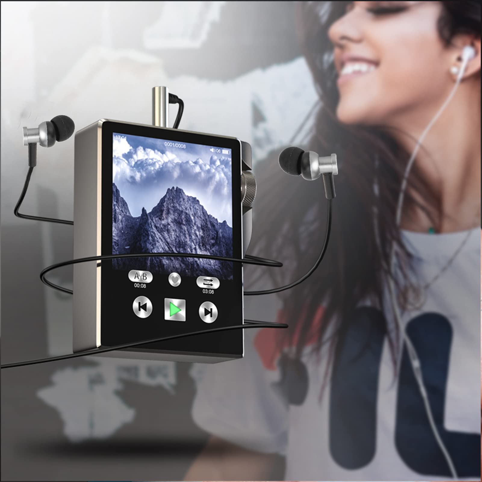 Odtwarzacz MP3 2,4-calowy, w Pełni Dotykowy Ekran Bezstratny Przenośny Odtwarzacz Muzyczny HiFi z Radiem FM Elektroniczna Książka, Najwyższej Jakości Układ Dekodujący, zgodność z