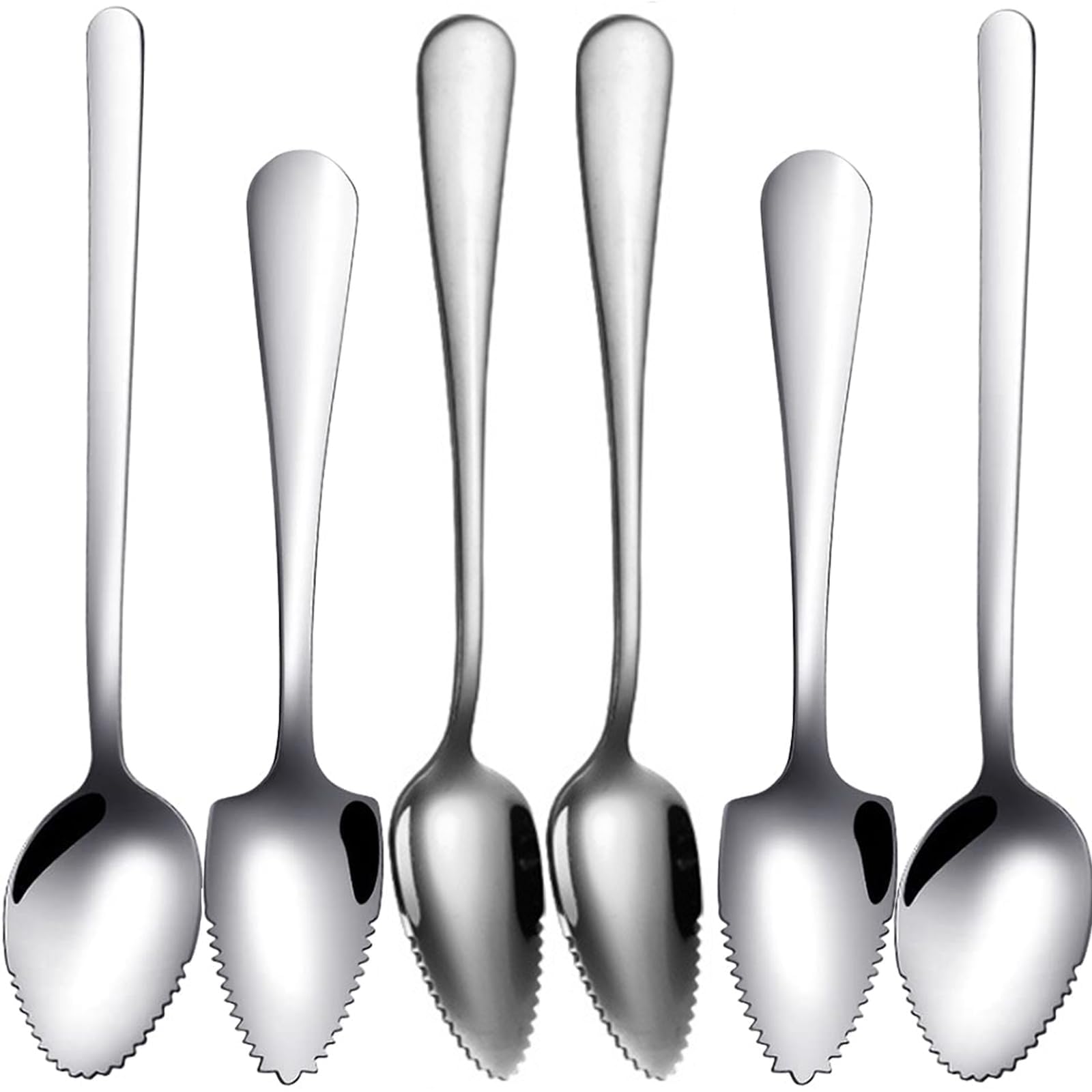 Set Cucchiai E Coltelli Per Pompelmo In Acciaio Inox Arcobaleno - 6 Pezzi Con Bordi Seghettati