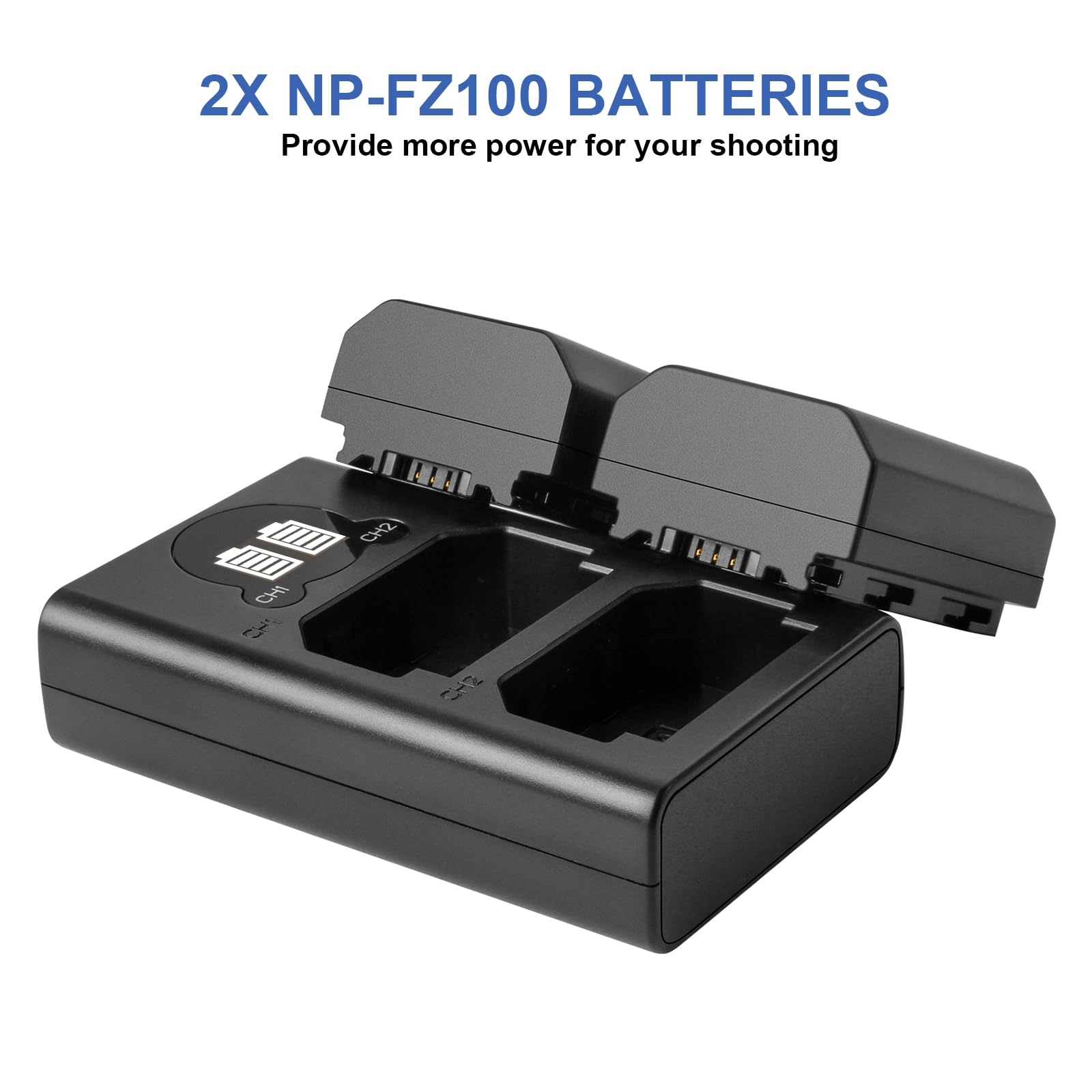 Kit 2 Batterie NP-FZ100 + Caricatore Doppio Per Sony A7III, A9, A7RIII - Ricambio