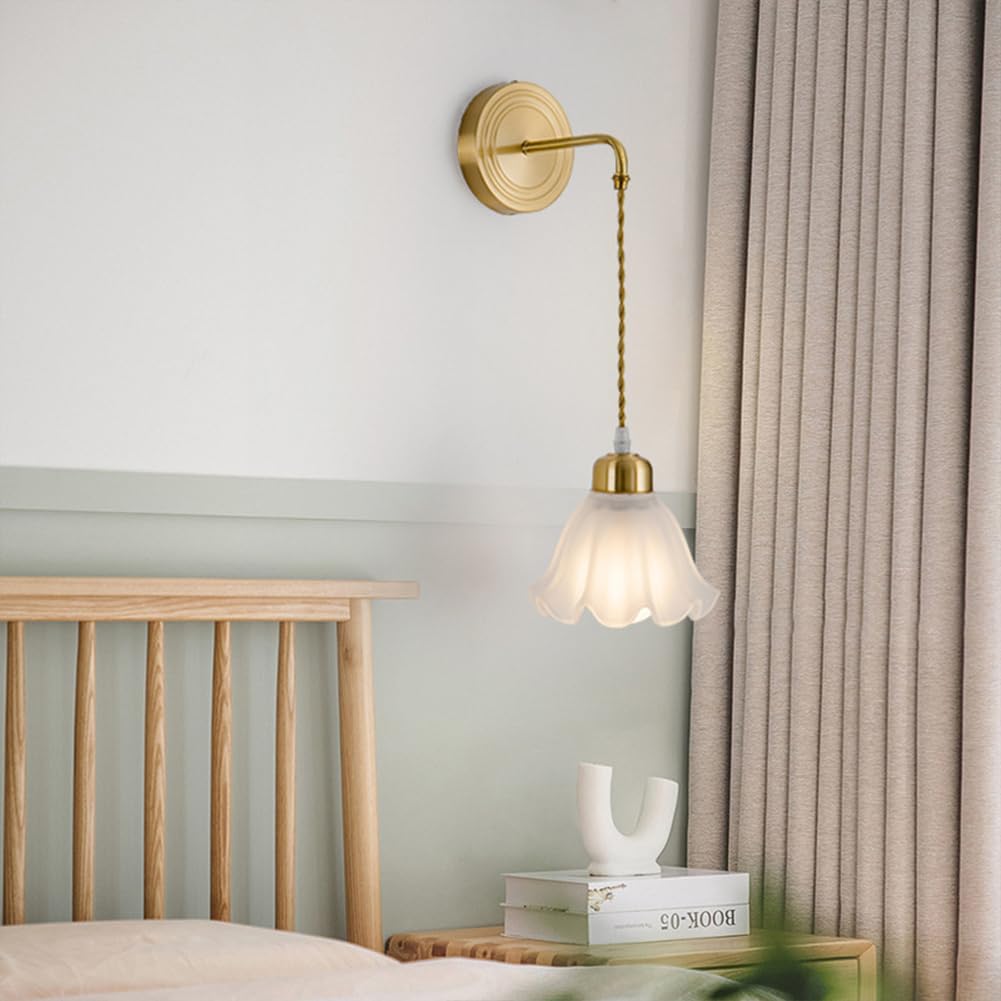 Applique Murale Interieur 9W LED 3000K Blanc Chaud Laiton Lampe Murale Moderne Eclairage Décoration Lumière Luminaire Mural Pour Chambre Bureau Salon Escalier Couloir Hôtel Bar, Doré