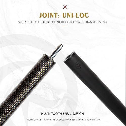 Miniatura 5 de Taco de piscina profesional de fibra de carbono de 58 pulgadas, estructura de 12 con conector de liberación rápida de 3 dientes, punta de cuero de