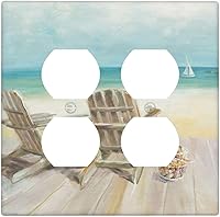 Vista 76 de Interruptor de Luz Cove Silla de Playa Paisaje Marino Océano Azul Placa de Pared de 3 Posiciones Placa de Interruptor de Luz Triple Palanca Costera