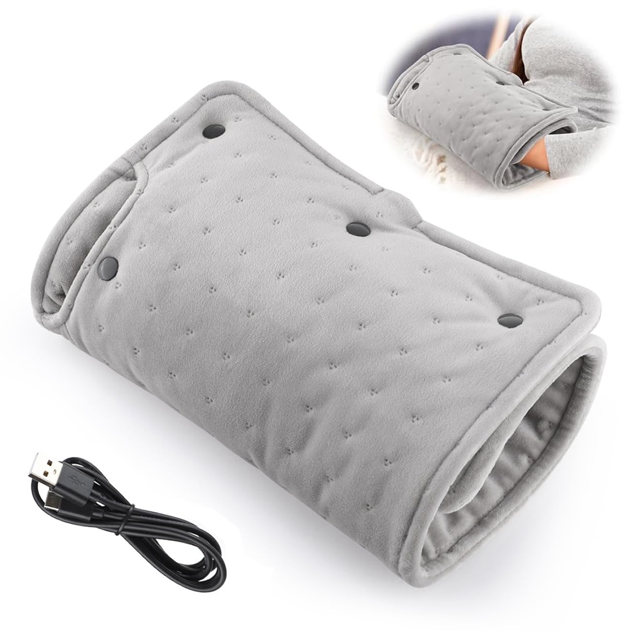 Angju Electric Heating Pad, USB Charging Hand Warmer, Crystal Super-Soft Material Warming Hand Pillow for Back/Shoulder/Neck/Leg Pain Relief, 55°C Constant Temperature Multifunctional Heating Pads