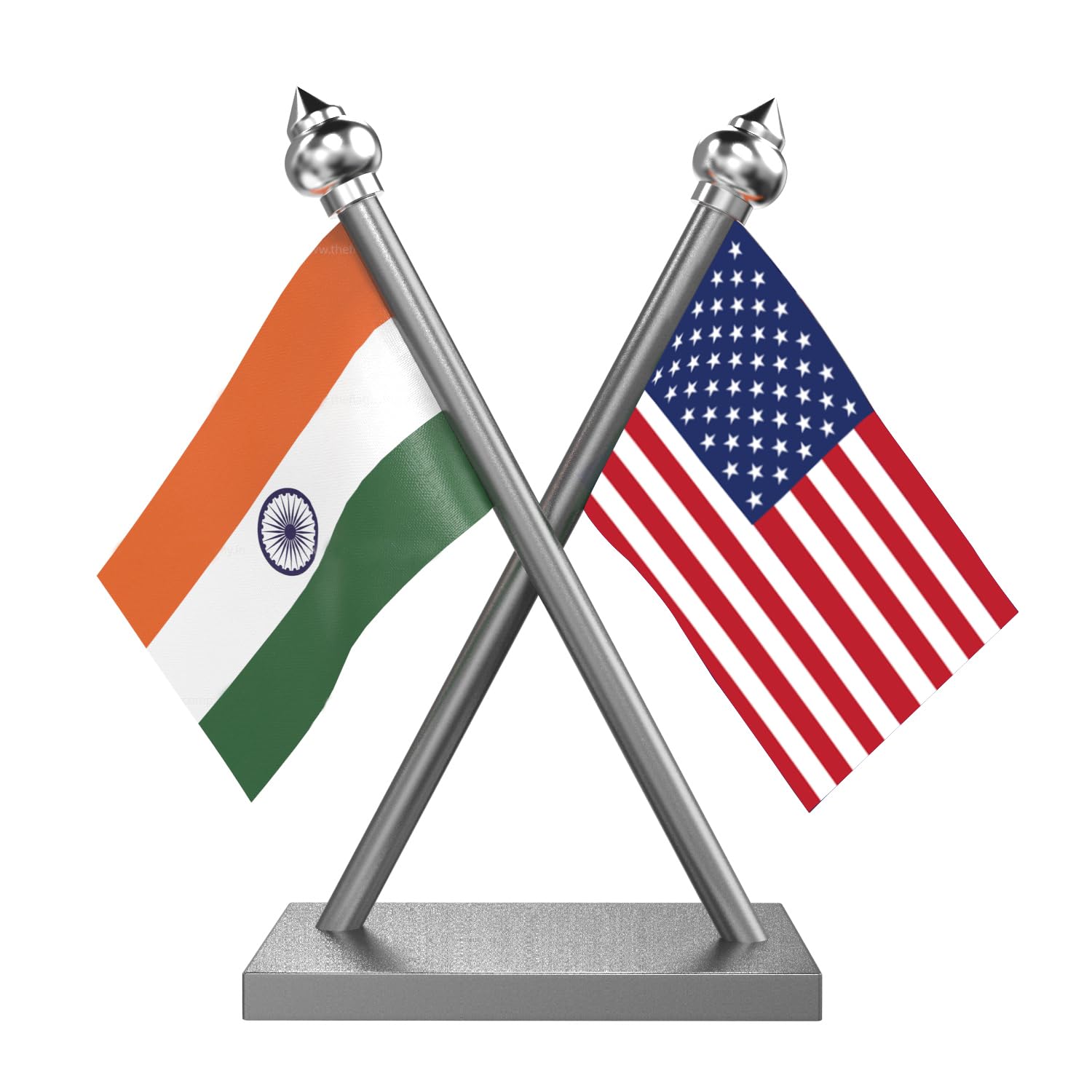 The Flag Company India & USA Car Dashboard Flag 2x3 Inch Premium Flags with Stainless Steel Pole & Base | Compact Dual Display for Car Interiors & Desks
