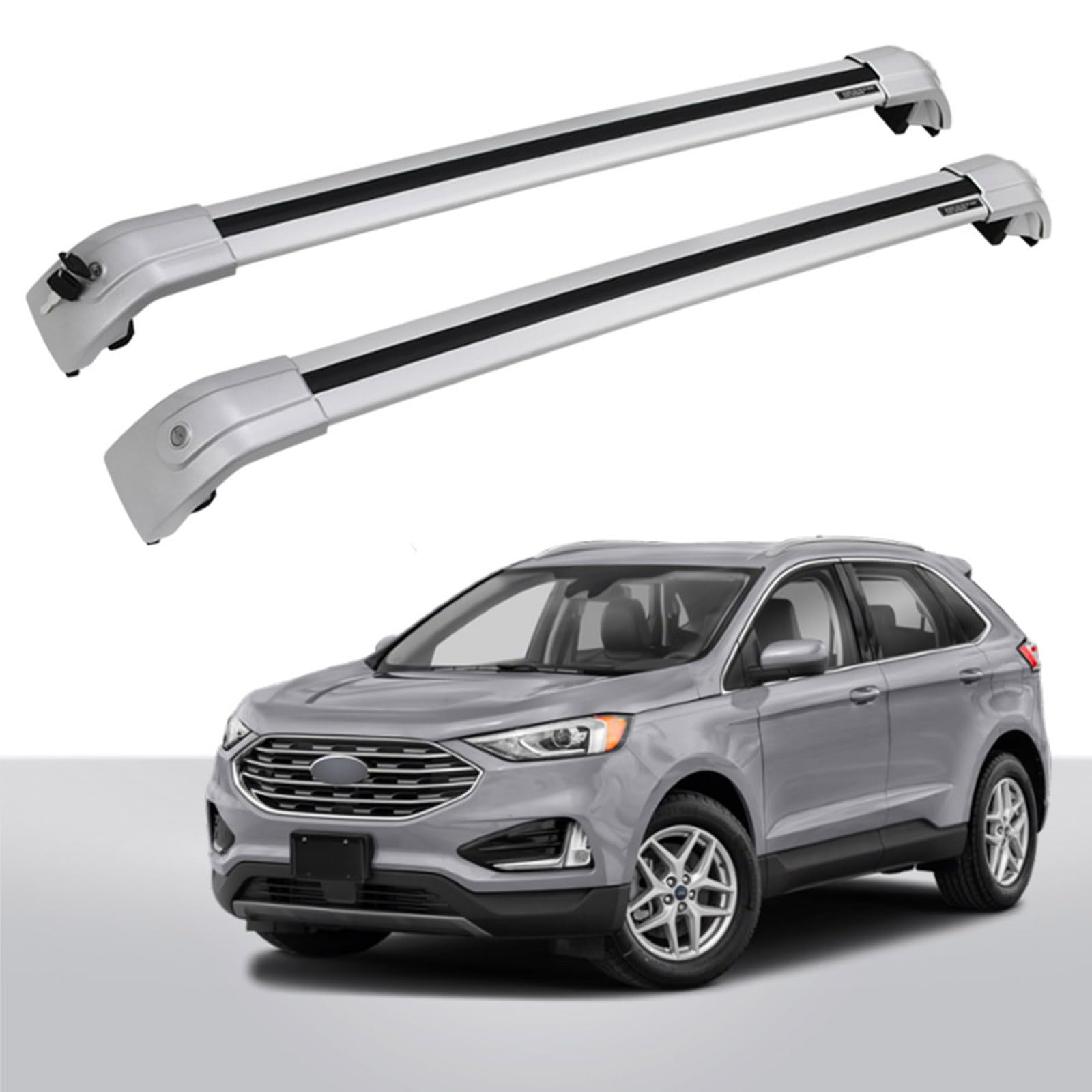 EZREXPMCross Bars Roof Rack Fit for Ford Edge 2015-2024 Lockable Crossbars Carrier Cargo Bar Accessories (with Flush Side Rails)
