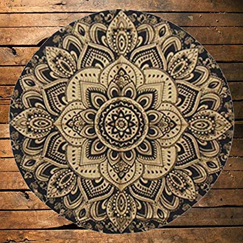 Rajasthaniartdecor Round Table Cover Tablecloth Flowered Design Table Throw Throw Mat Fully Cotton Gold Round Tapestry Wall Hanging Yoga Size 48 Inches