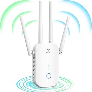 WiFi Extender WiFi Booster 1200Mbps Dual Band 5GHz 2.4GHz WiFi Range Extender Internet Extender WiFi Repeater, Up to 8000sq.ft Coverage, Internet Booster WiFi with Ethernet Port for Home & Yard