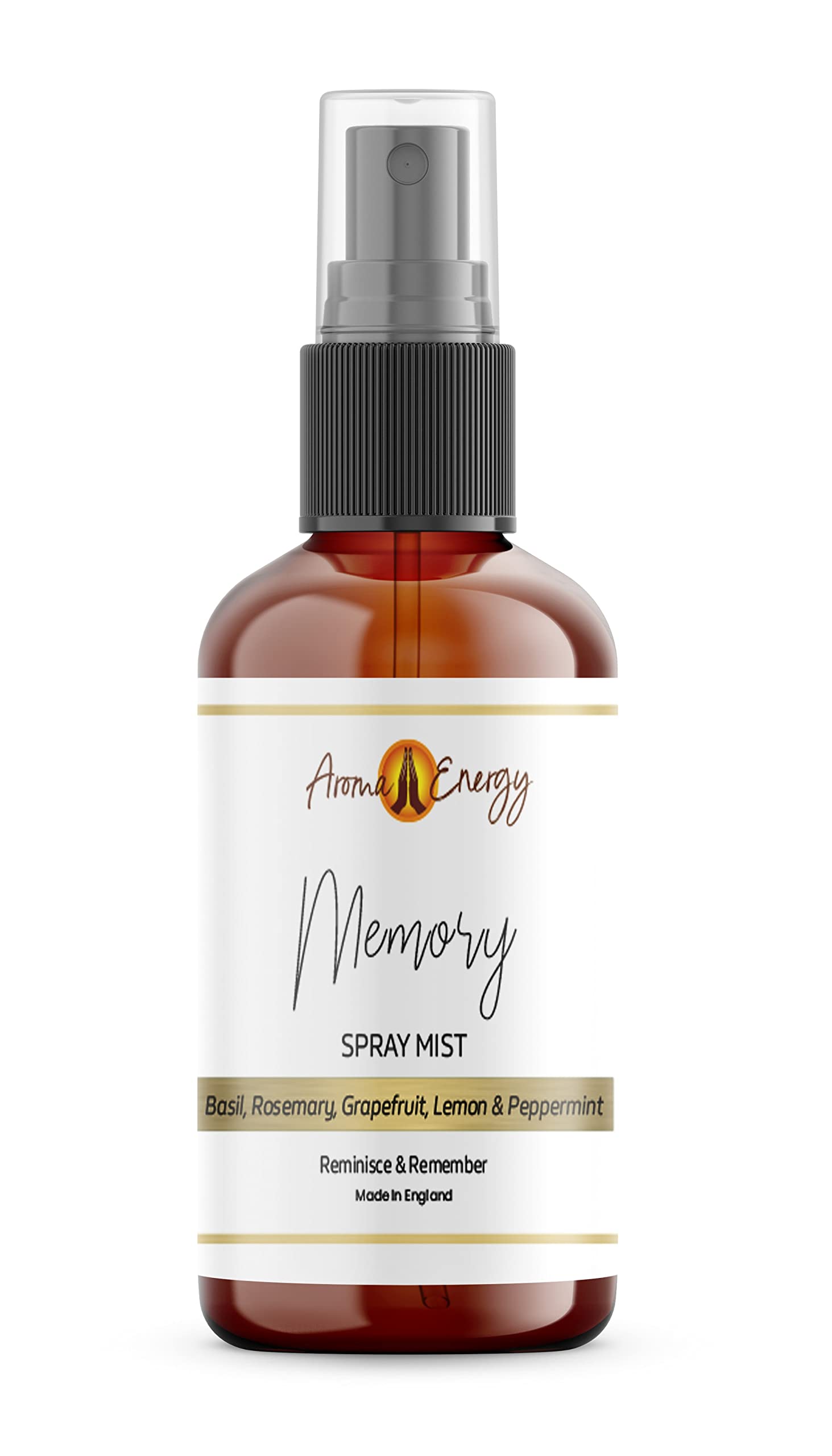Aroma Energy Memory Room Spray 10ml - Natural Essential Oil Fragrance Mist - Basil, Rosemary, Grapefruit, Lemon, Peppermint