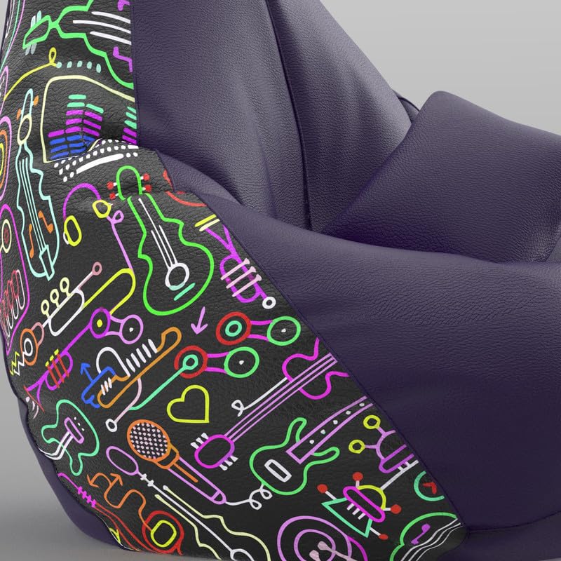 Image of Biggie Bean Bag Chair with Beans Filled 4XL Evergreen Classics Bean Bag-Loud Prints-Soft Landings-Styled with Free Cushion & Footrest (Matching Color : Printed Abstract Pattern 1001-Indigo)
