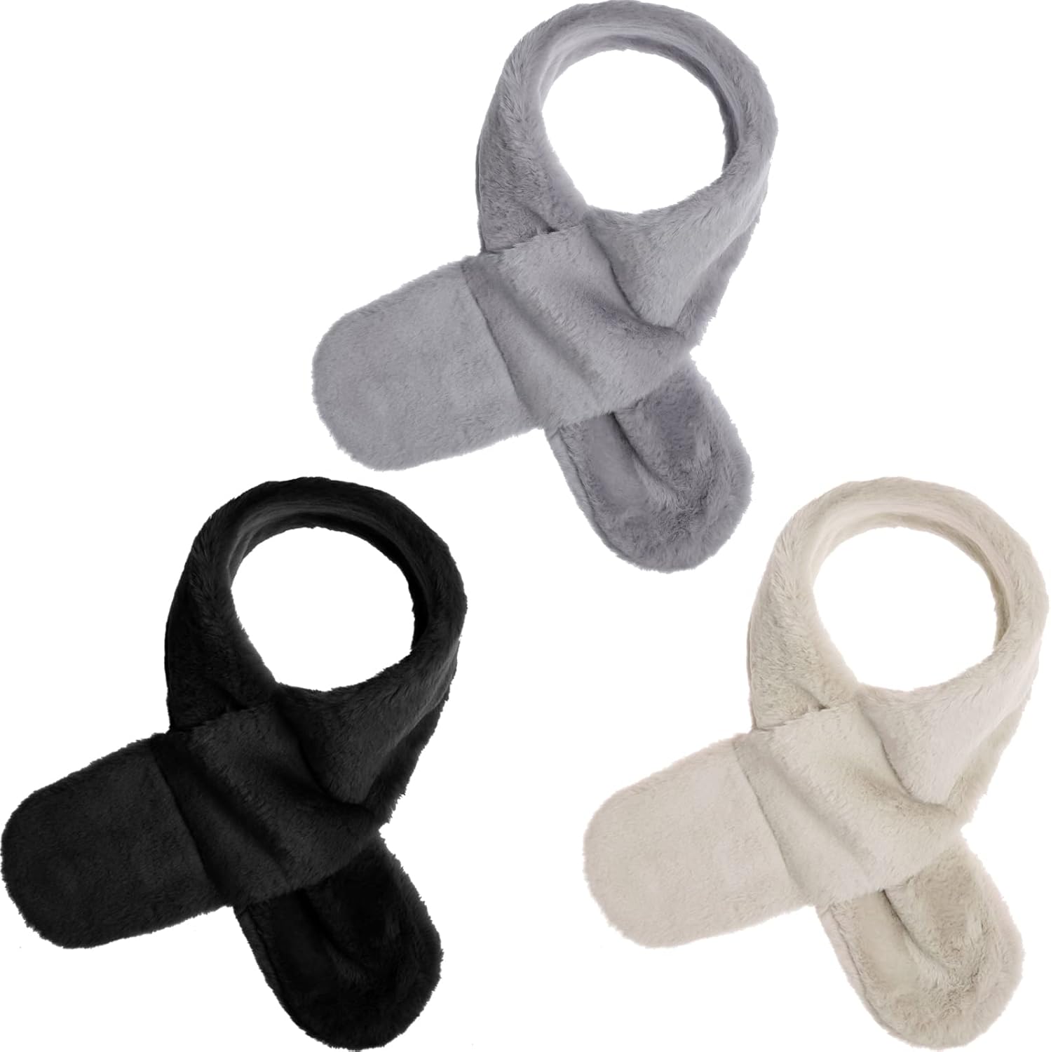 SATINIOR 3 Pieces Kids Winter Scarf Fleece Collar Scarf Adjustable Toddler Neck Warmer for Baby Boys Girls(Black, White, Gray) SATINIOR 3 Pieces Kids Winter Scarf Fleece Collar Scarf Adjustable Toddler Neck Warmer for Baby Boys Girls(Black, White, Gray)