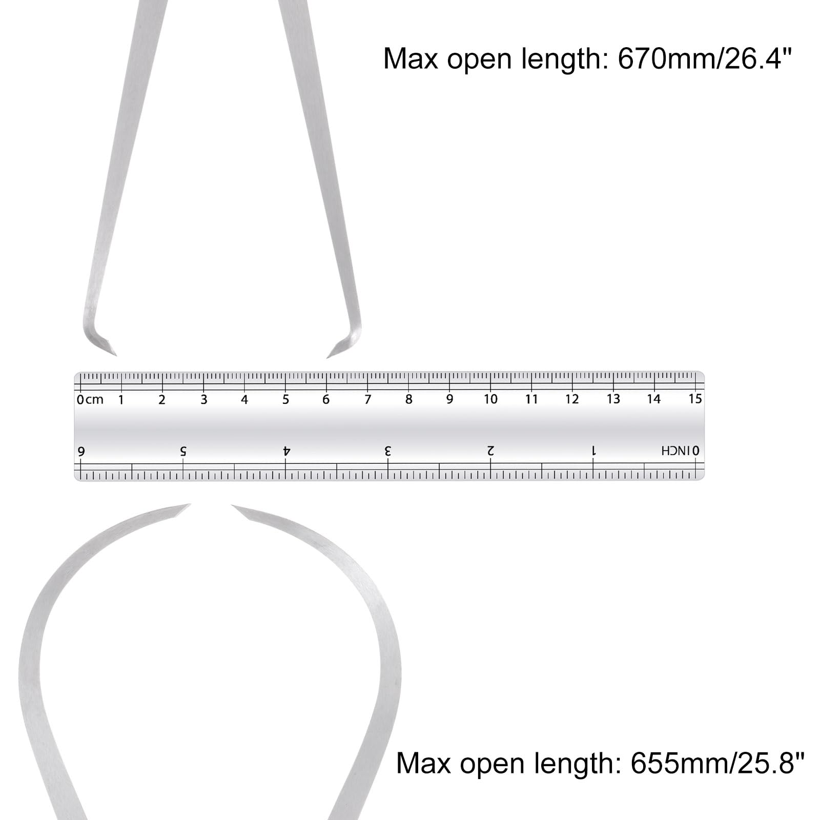 Ensemble de Compas Intérieur et Extérieur à Joint Ferme - Outil de Mesure en Acier Inoxydable [14 Pouces] pour Mesurer les Dimensions, Ton Argent