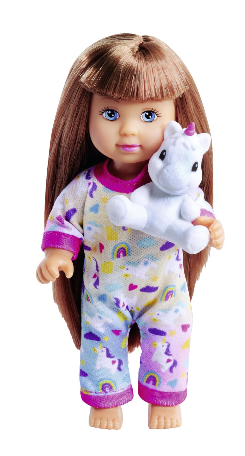 Simba Evi Love Pyjamas, 3 Assorted Designs, Only One Item Delivered, Doll in a Cute Pyjamas with Unicorn Cuddly Toy, 12 cm Toy Doll, from 3 Years
