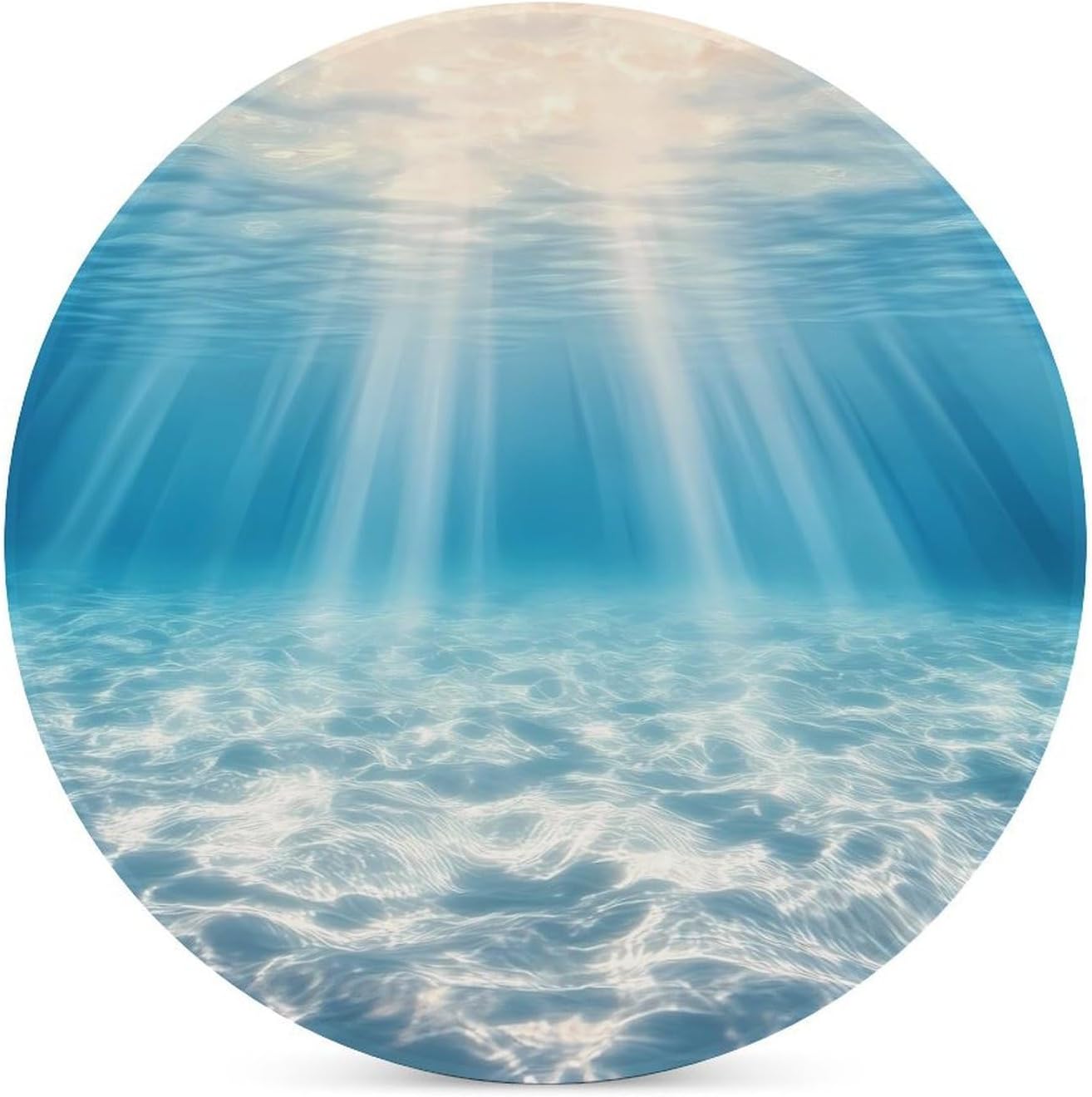 Deep Ocean Water Photograph Round Ceramic Coasters for Drinks Absorbent Cup Holder Tabletop Protector with Cork Base
