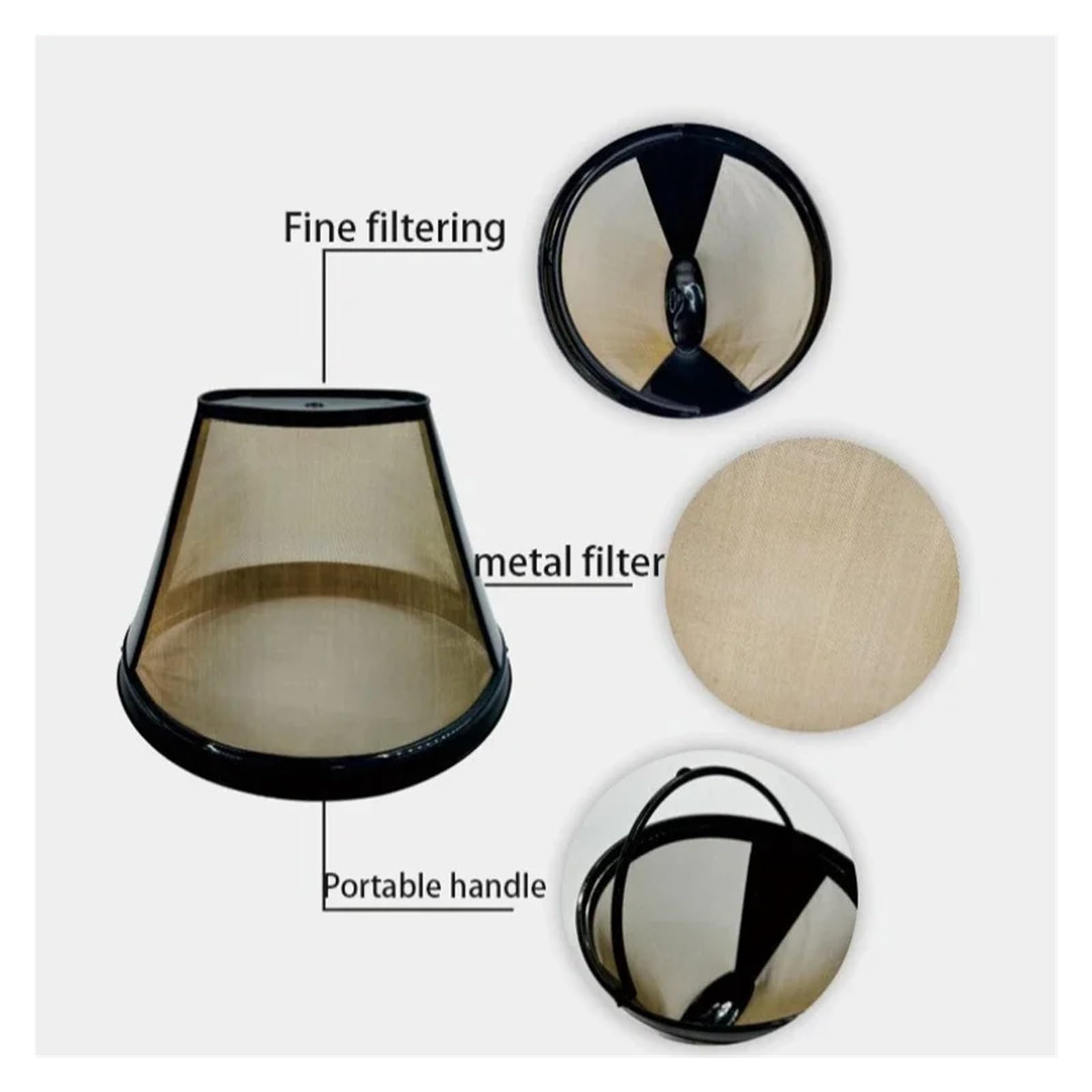 Kegelförmiger Kaffeefilterkorb aus Edelstahl, wiederverwendbar, Tee-Wasserabscheider, 1/3/5er-Pack, umweltfreundlich, nachfüllbare Küchenfilter