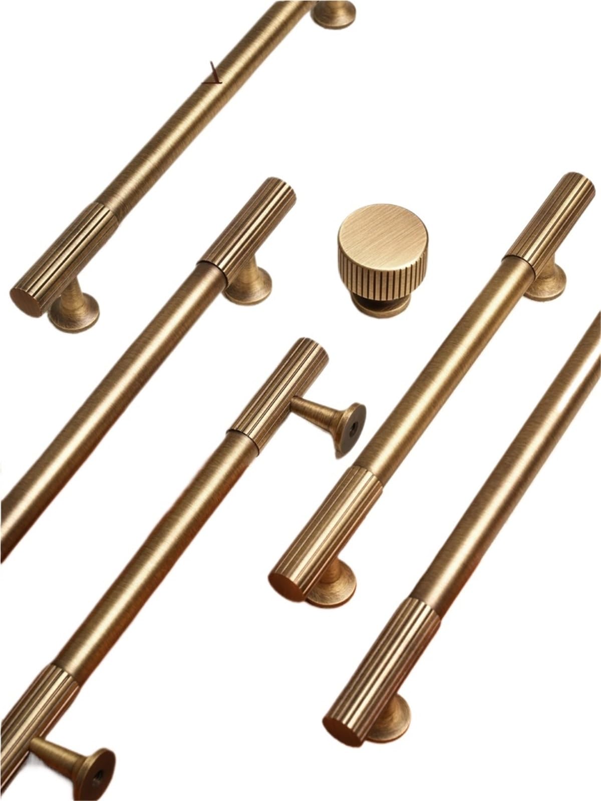 Qvorlth Antique Brass-160Mm Vintage Cabinet Pulls Brushed Brass Kitchen Cabinet Handles Solid Copper Wardrobe Pulls Gold Furniture Handle(Antique Brass-160Mm)