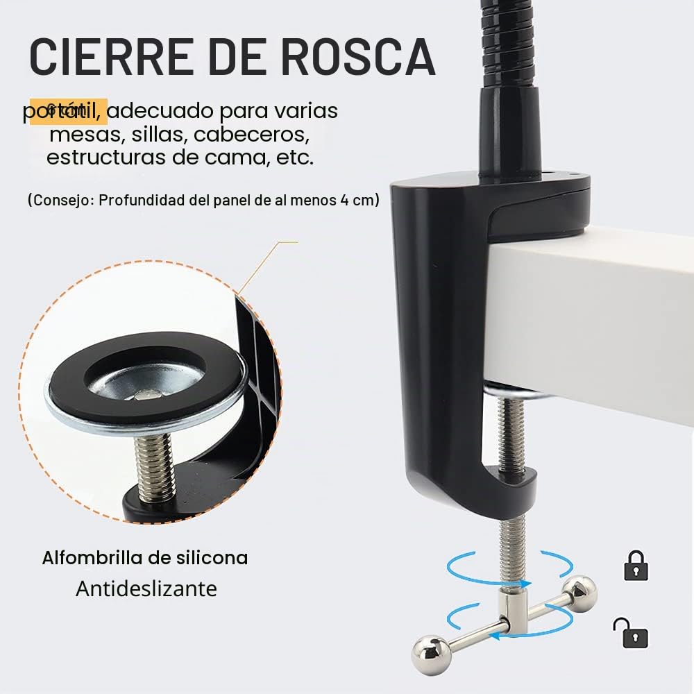 Soporte Tablet para Escritorio, Mesa o Cama con Cuello de Cisne (50 cm) | Soporte Tablet con Brazo Metálico Flexible para iPad Pro 12,9 10,5 9,7 Air Mini 5 4 3 2, iPhone y 4-13" Móviles y Tablets