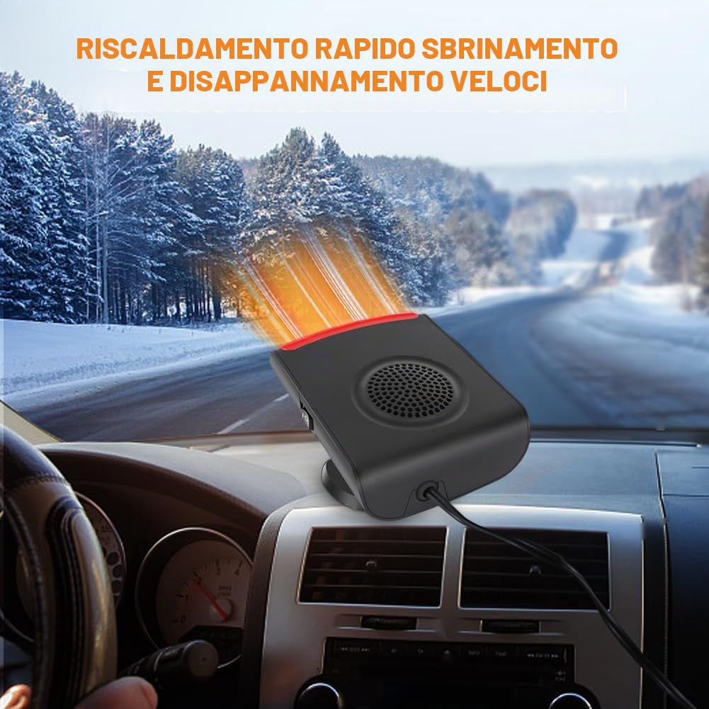 Riscaldamento per auto 12V – Kit di sbrinamento invernale per auto 150W Riscaldatore portatile per auto che si collega all'accendisigari, riscaldamento e raffreddamento rapido 2 in 1 per auto piccole