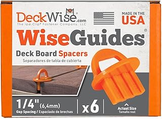 DeckWise WiseGuides 1/4" Gap Deck Board Spacer Guide for Hardwood, Pressure Treated Lumber, Thermal Wood, PVC and Composite Decking Alignment (6 Pack)