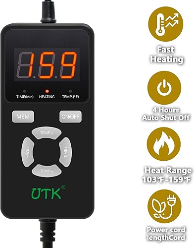 Miniatura 5 de UTK Almohadilla térmica para aliviar el dolor de espalda baja almohadilla térmica infrarroja lejana con piedra preciosa natural cinturón de