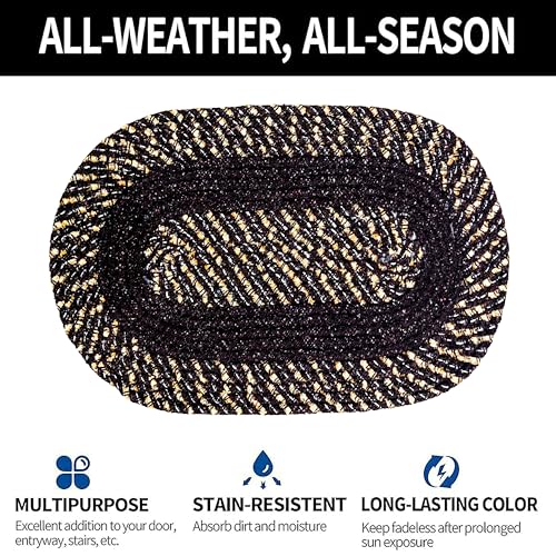 Image of Door mats for Kitchen Large Size|Handmade Cotton Doormat | Quick Dry, Washable Door Mat for Home, Bathroom & Bedroom (33X53 CM)(Coffee-Blue)