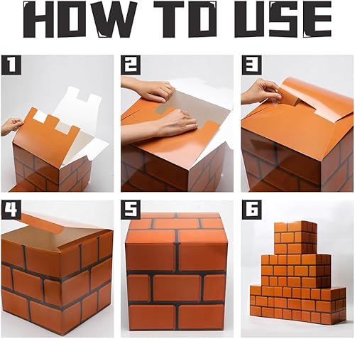 Miniatura 4 de SUYEPER 6 cajas de ladrillo grandes para niños, fiesta de cumpleaños, Navidad, fiesta, juego, fiesta, cajas de accesorios (11.8 x 11.8 pulgadas)