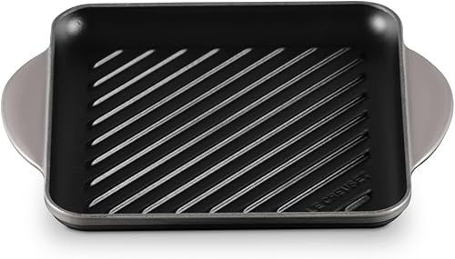 Le Creuset Parrilla cuadrada de hierro fundido esmaltado, 9.5 pulgadas, ostra