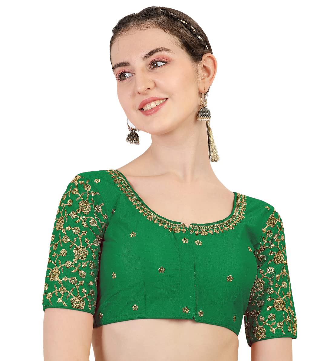 Vihu Fashion Women's Embroidery Handwork & Thread Work Flower Design Readymade Blouse