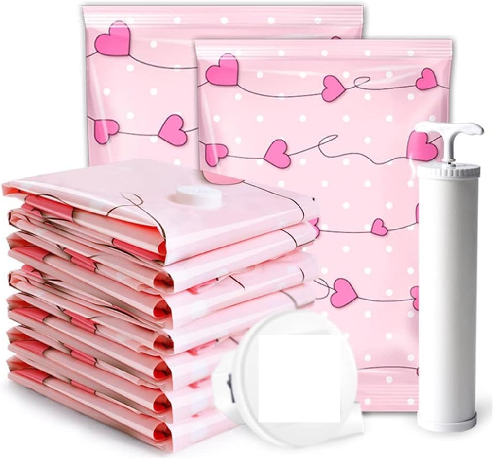 10pcs Home Vacuum Bag for Clothes Storage Bag with Valve Transparent Border Foldable Compressed Organizer Saving Seal Packet