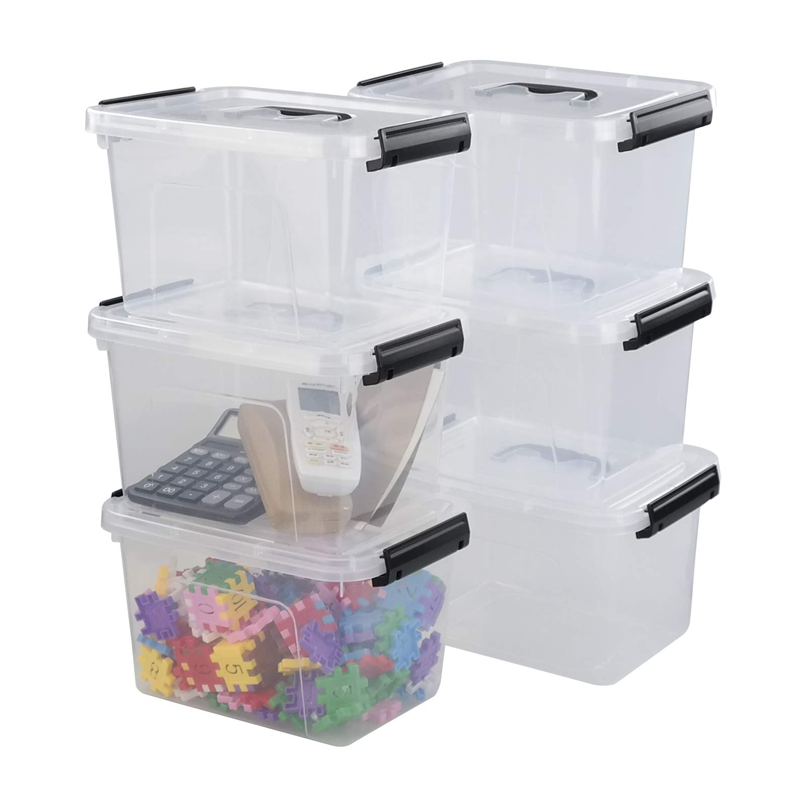 Wekiog 6 Quart Versatile Plastic Storage Box Organizer Bins with Lids, 6 Packs Box Storage