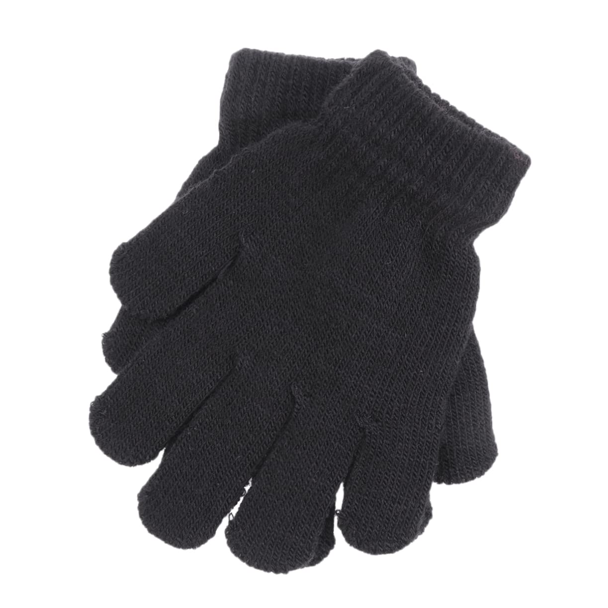 Abaodam Guantes de Invierno para Niños de 4 a 12 Años, de Tejido Negro, Cálidos y Cómodos, Ideales para Estación E Invierno en Actividades al Aire Libre