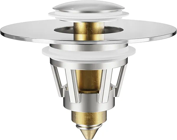Yodel Faucet Bathroom Sink Drain Stopper - Pop Up Drain Stopper for Bathroom Sink - Bathroom Sink Hair Catcher Strainer,Chrome