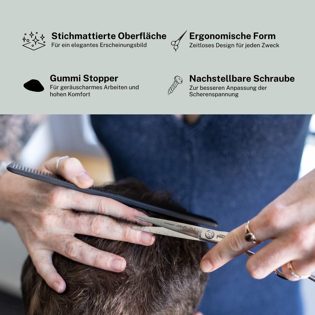 Cerena® – Haarschere GO – Offset Schere in ergonomischer Form – Friseurschere Made in Germany – Haarschneideschere – Haare schneiden, Linkshand, 6,0", 15,5 cm
