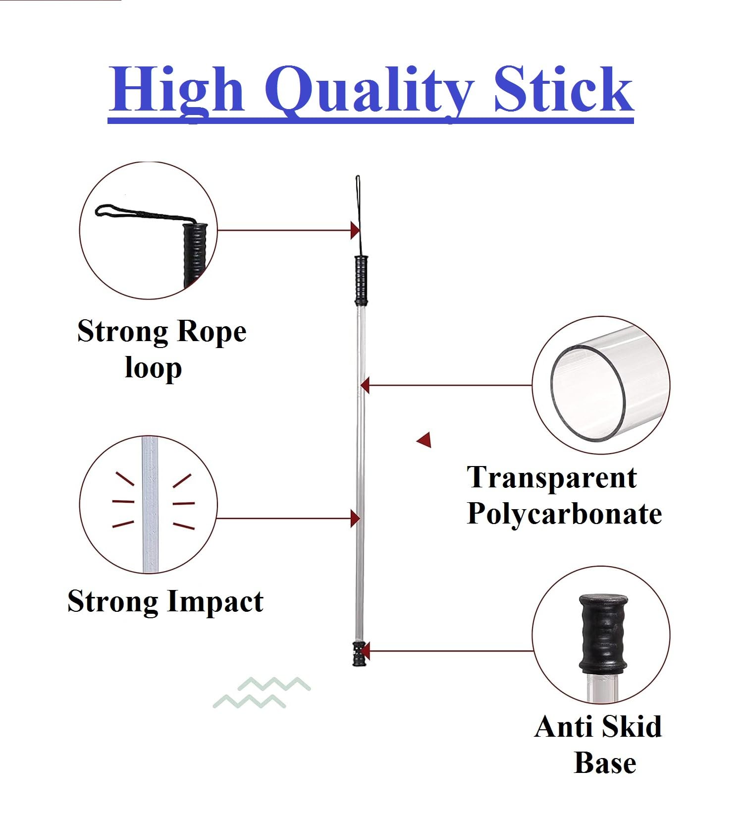 RG - Polycarbonate Security Stick High Impact Resistance, Durable, Light Weight, Scratch Proof, Anti Skid Bottom, High Impact Resistance Security Stick/Walking Cane (1) - Image 3 thumbnail