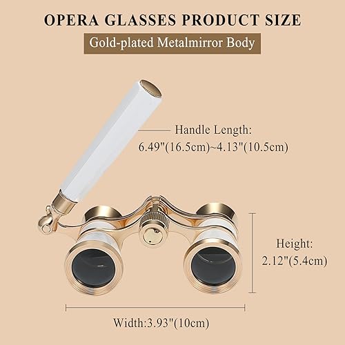 Miniatura 7 de Aroncent Gafas de ópera binoculares de 3 x 25 pulgadas mini binoculares compactos con cadena para adultos niños mujeres en concierto musical de ópera