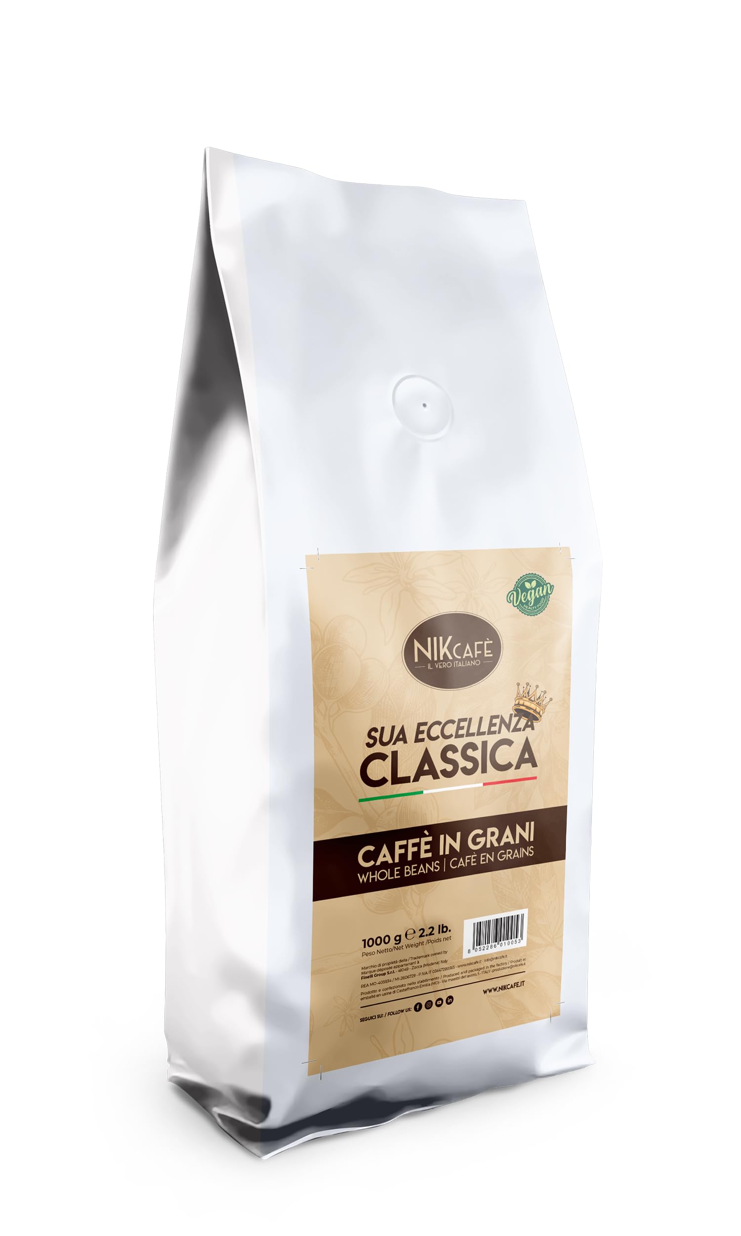 NIK CAFE' - Miscela Classica - caffe in grani tostato. Sua Eccellenza la robusta. 100% Robusta