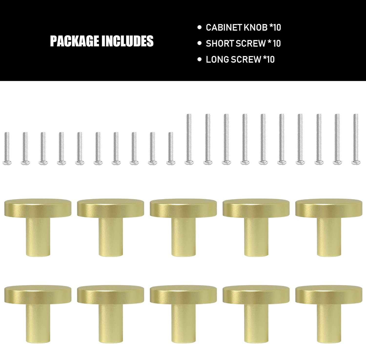 10 Packs Glod Cylindrical Shape Cabinet Knobs Pull Hardware Handle,Minor Diameter Knobs for Cabinets and Drawers Pulls,Knob for Dresser Drawers,Bathroom Wardrobe Hardware