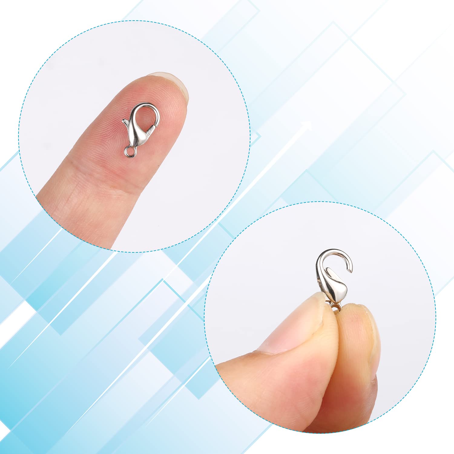 Karabinerverschlüsse Platin – 12x6 Mm, 150 Stück | Für DIY-Schmuck & Bastelprojekte